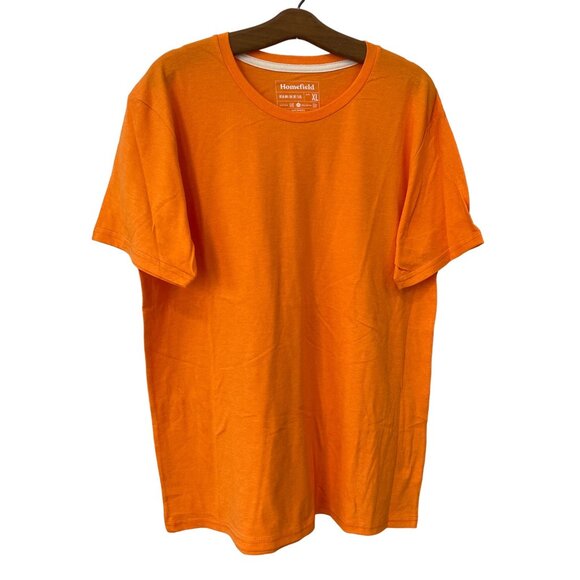 Homefield Crewneck Short Sleeve TShirt Men XL Orange Cotton Poly Plain Basic Tee - Picture 1 of 6